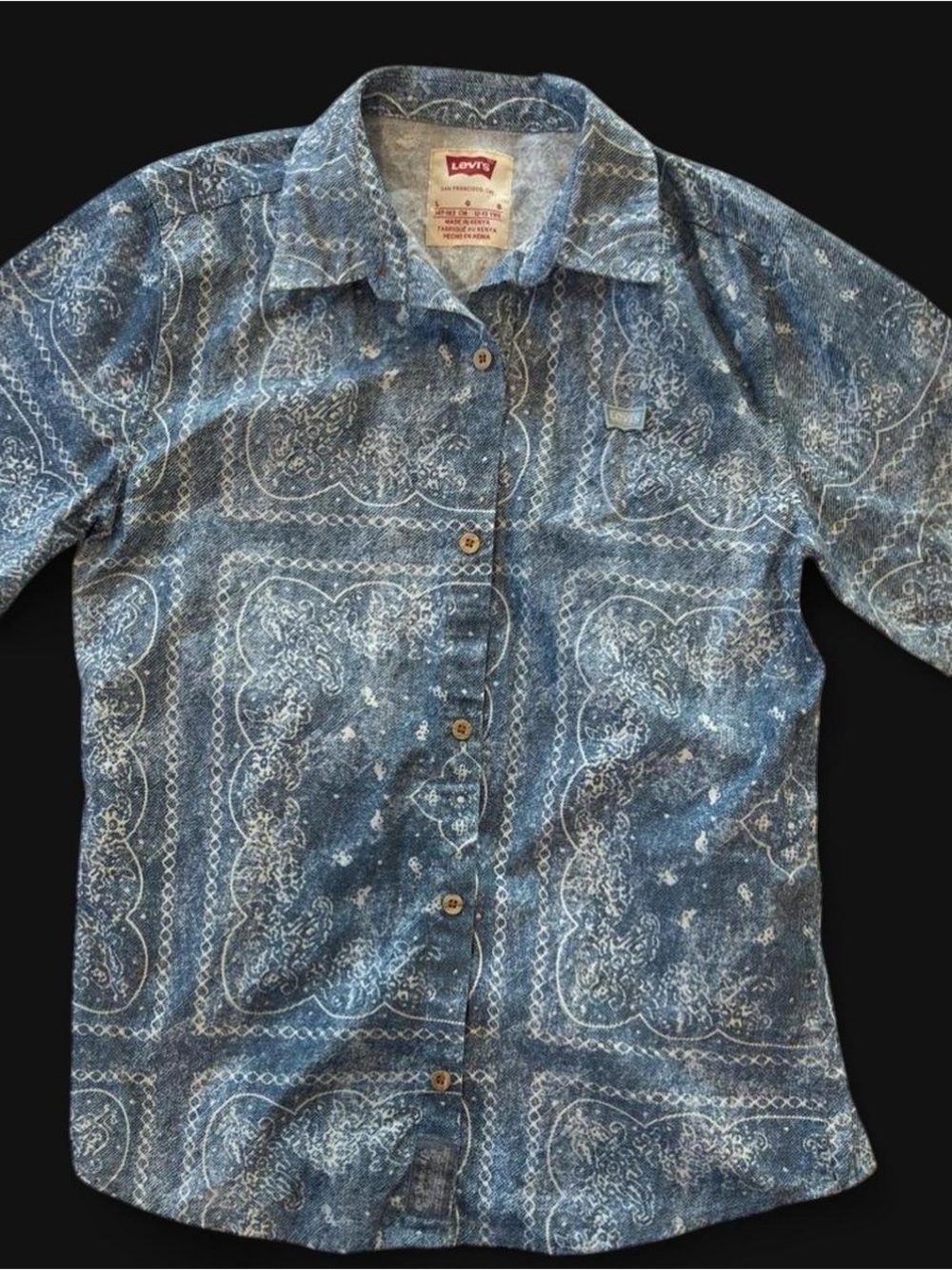 Levi's Blue Printed Denim-Style Button Shirt
